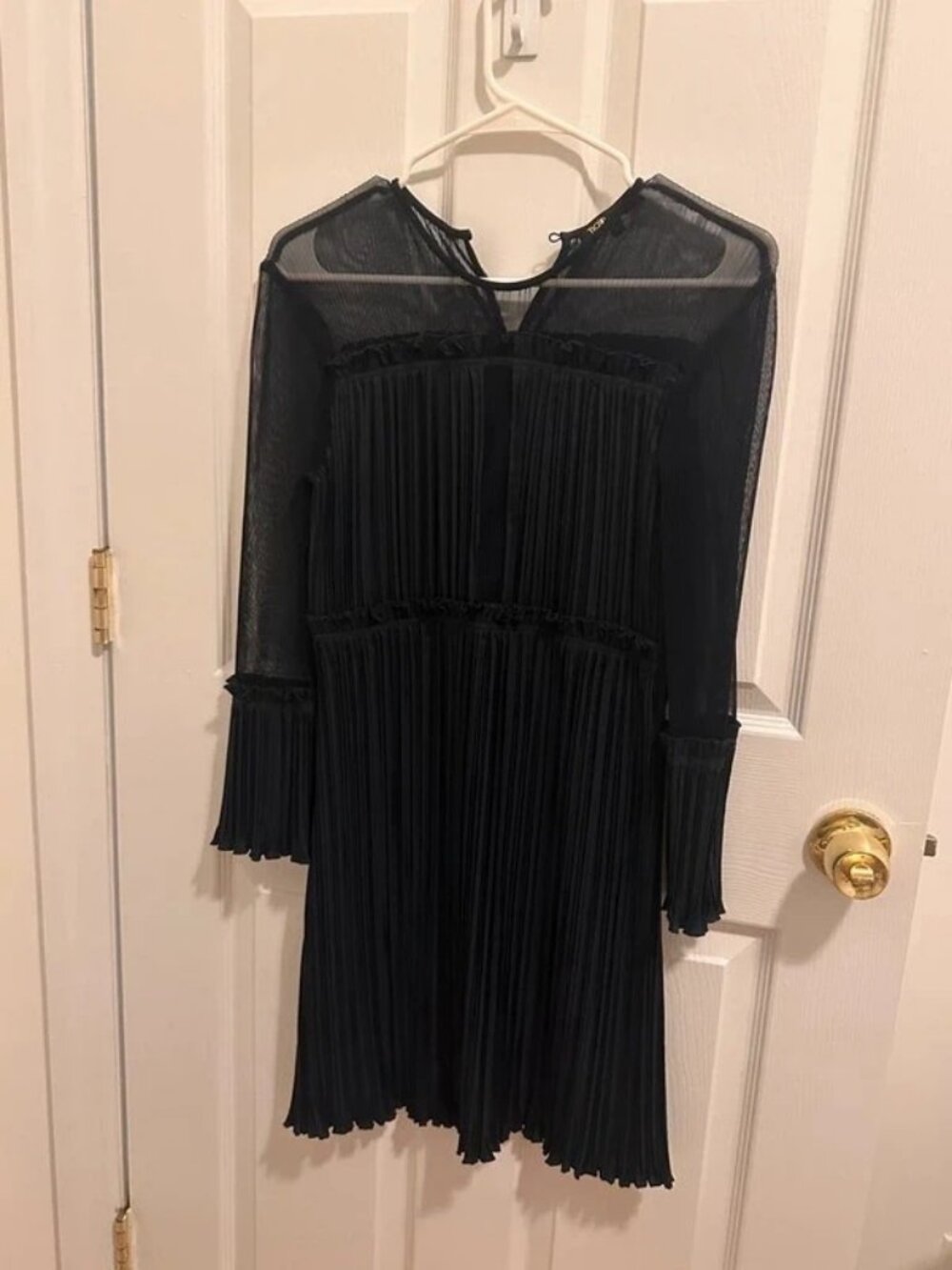 Maje Black Pleated Sheer Mini Dress – FR 1 - Picture 1 of 2